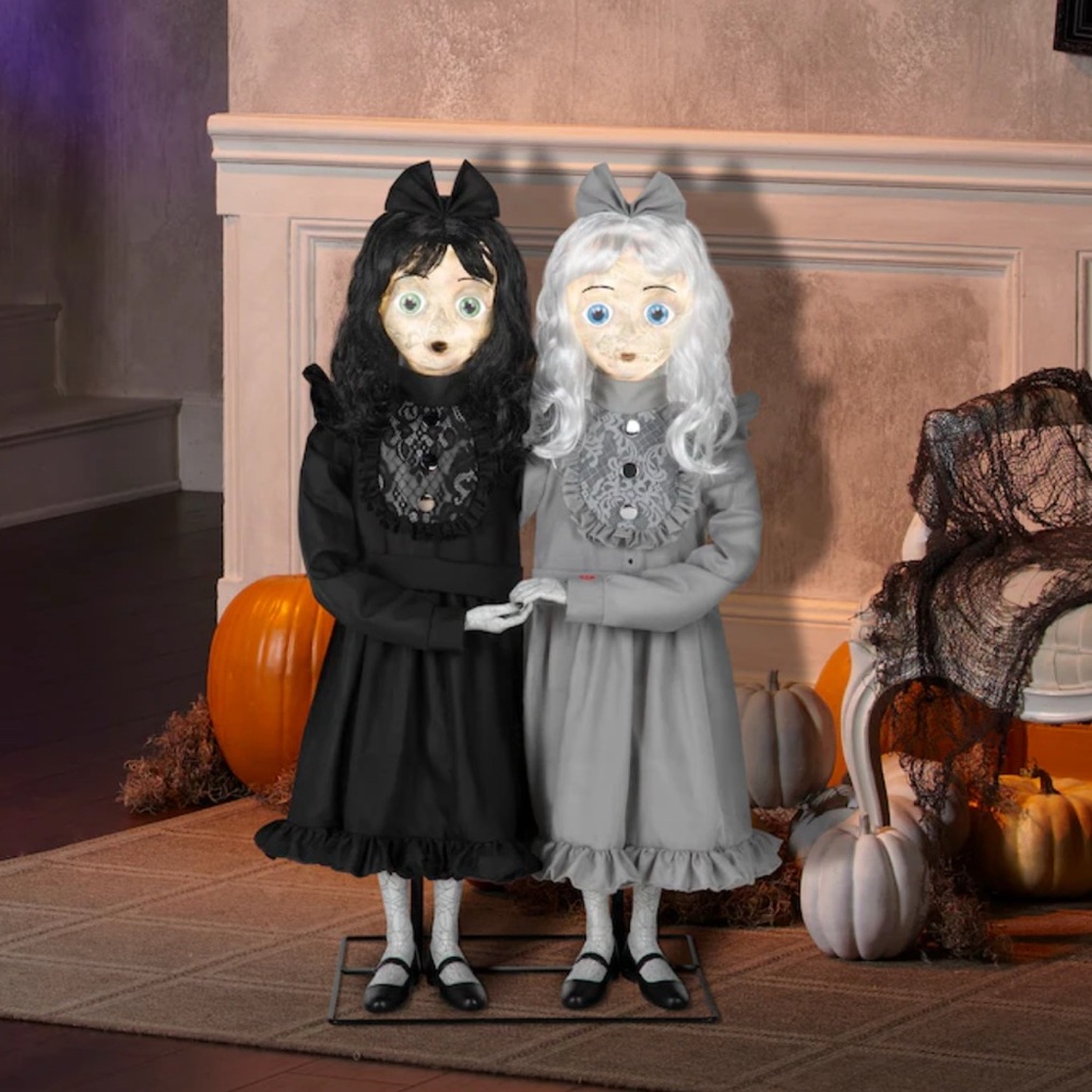 3ft. Creepy Twins Are Motion Activated Lighted Halloween  Animatronic